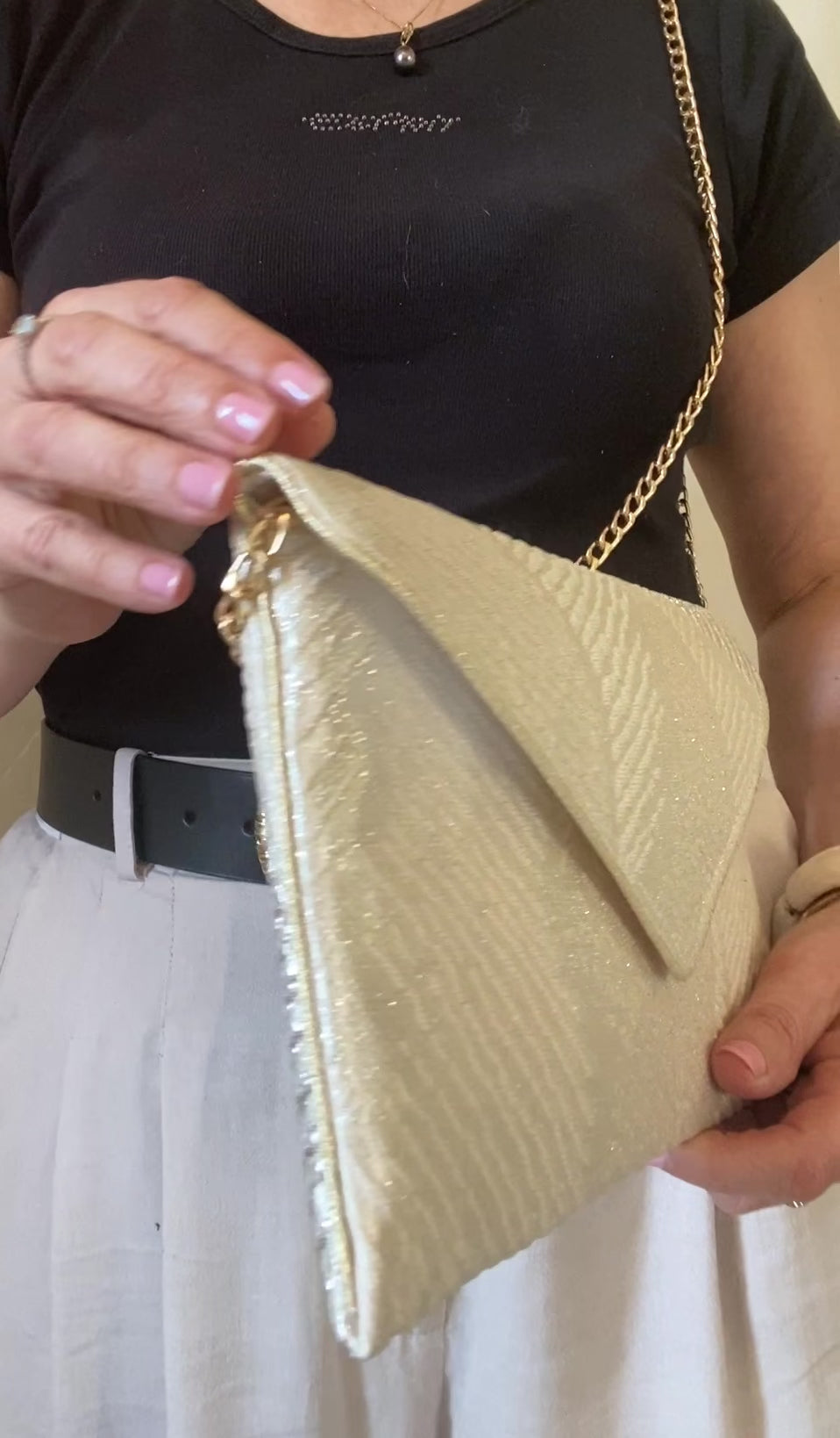 Pochette mariage beige personnalisée 