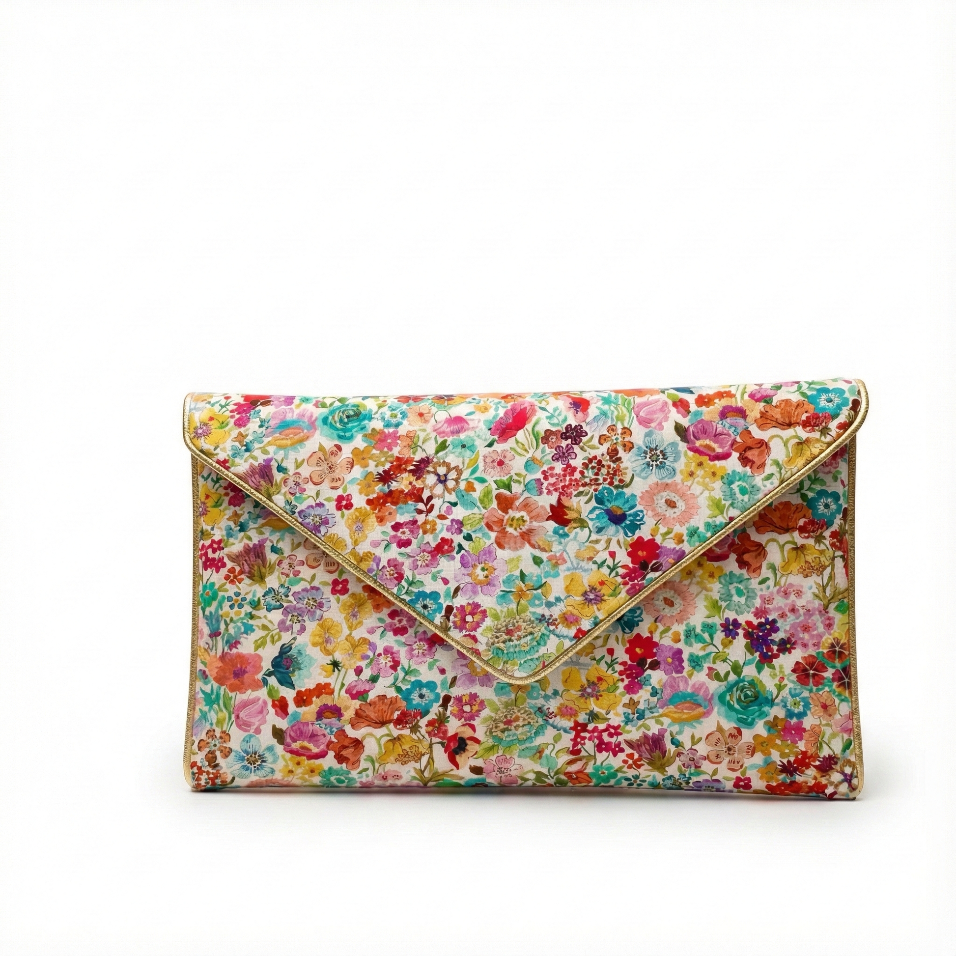 sac pochette fleurie en liberty of London - cadeau personnalisé témoins et demoiselles d'honneur