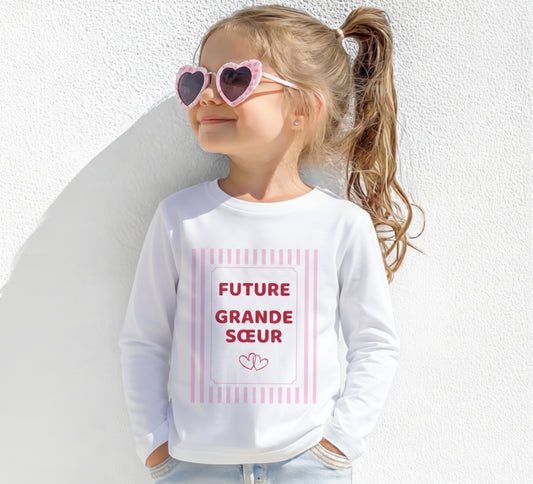 t-shirt annonce grossesse manches longues future grande soeur
