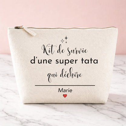 Trousse cadeau tata personnalisée — anniversaire, Noël | pochette prénom