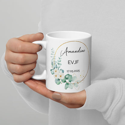 Mug personnalisé EVJF thème eucalyptus