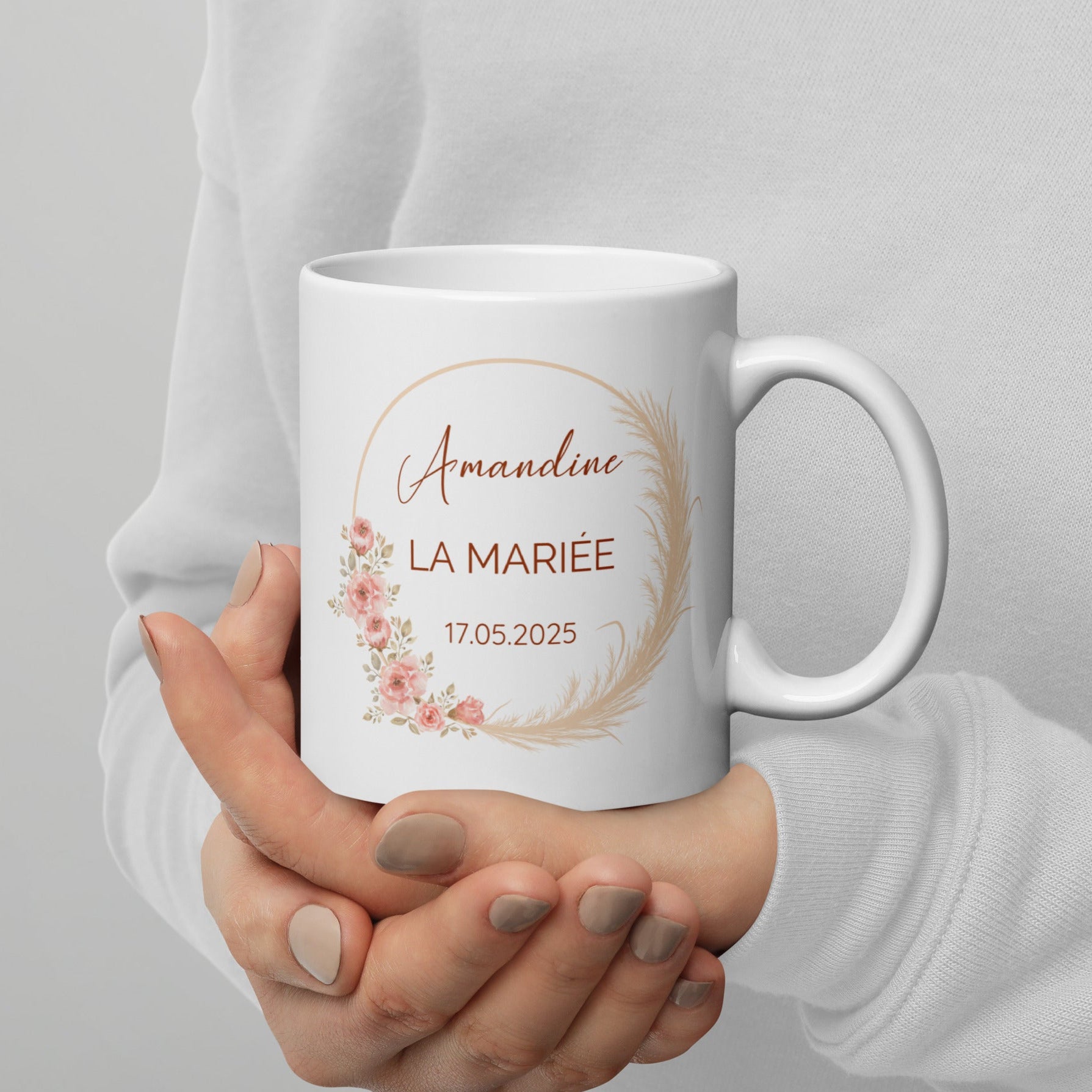 Mug personnalisé mariage boho , champêtre