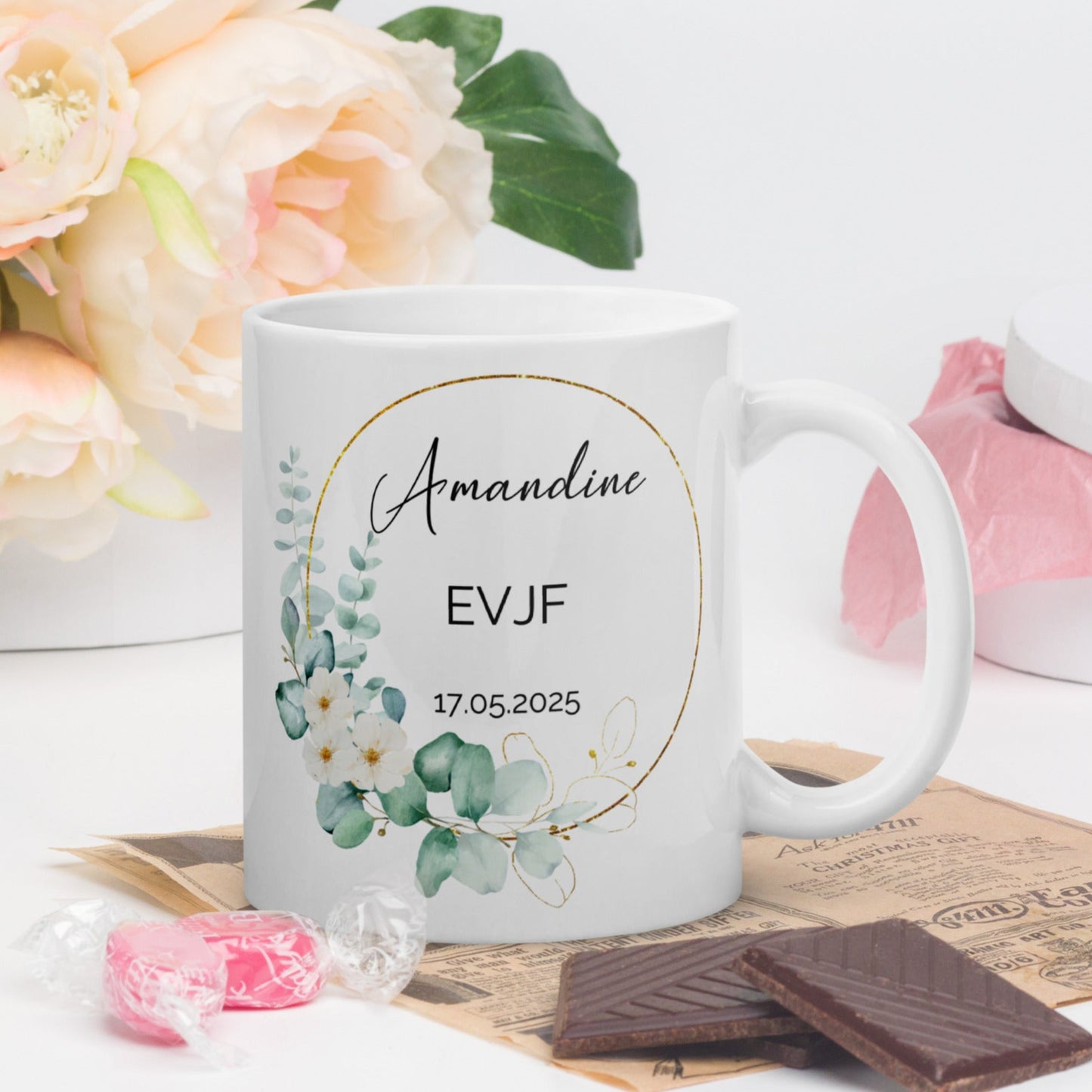 Mug personnalisé eucalyptus - cadeau EVJF