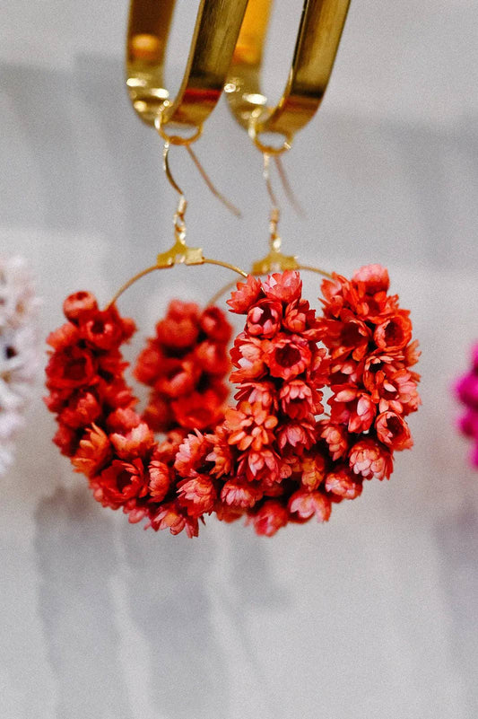 boucles d'oreilles mariage terracotta en fleurs séchées - l'Atelier de clotilde - fil des toiles