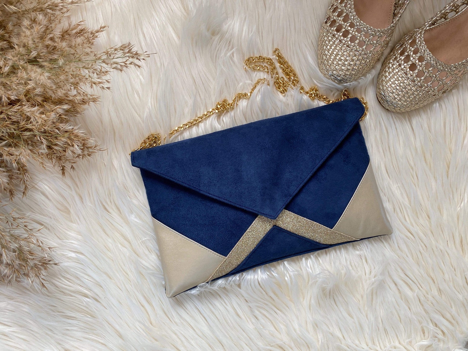 Sac Bandouliere Sac Pochette Mariage Bleu Marine Pochette