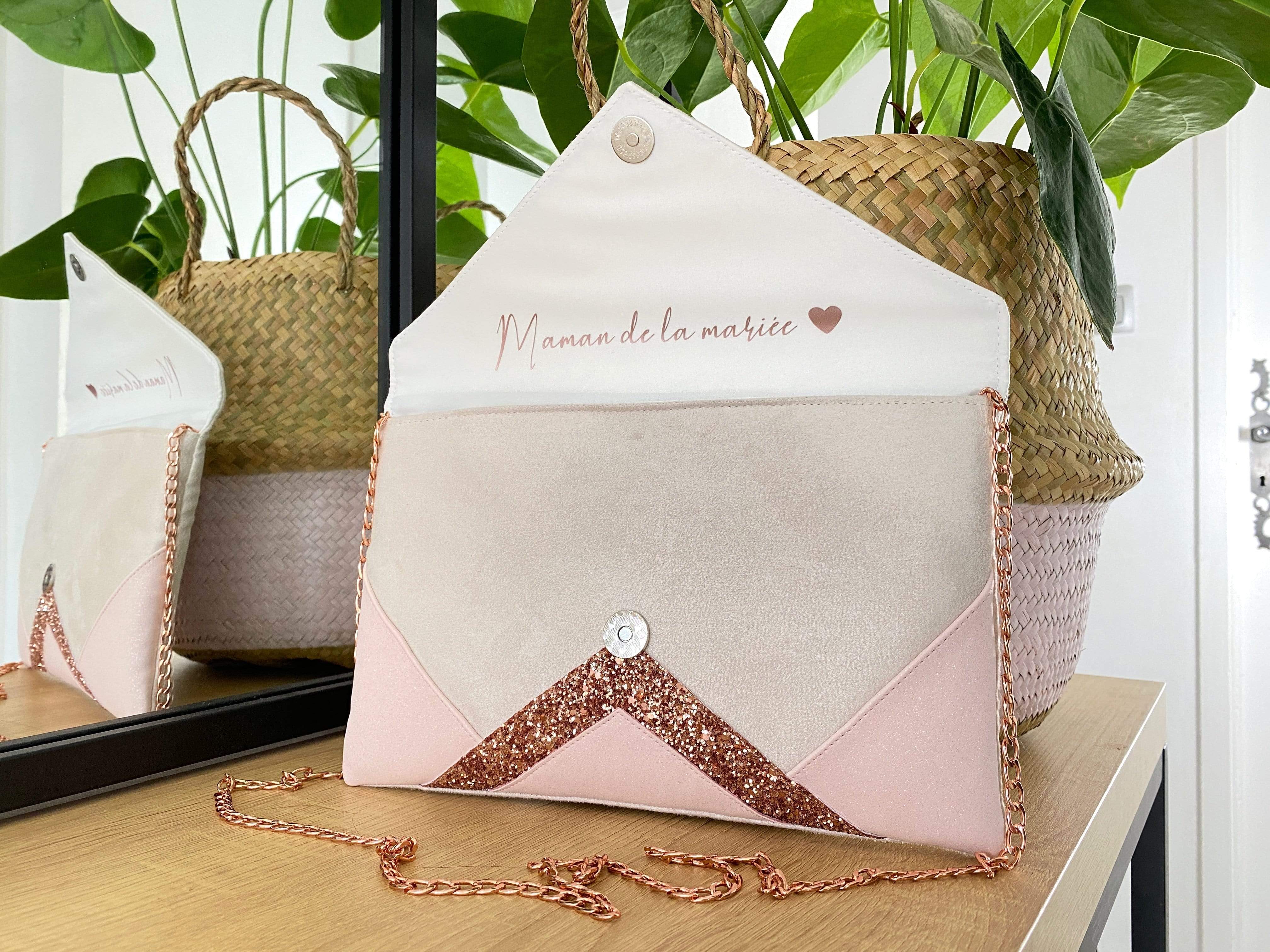 Pochette mariage rose shop pale