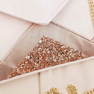Fil des toiles Pochette Sac pochette mariage rose poudré en suédine et rose gold