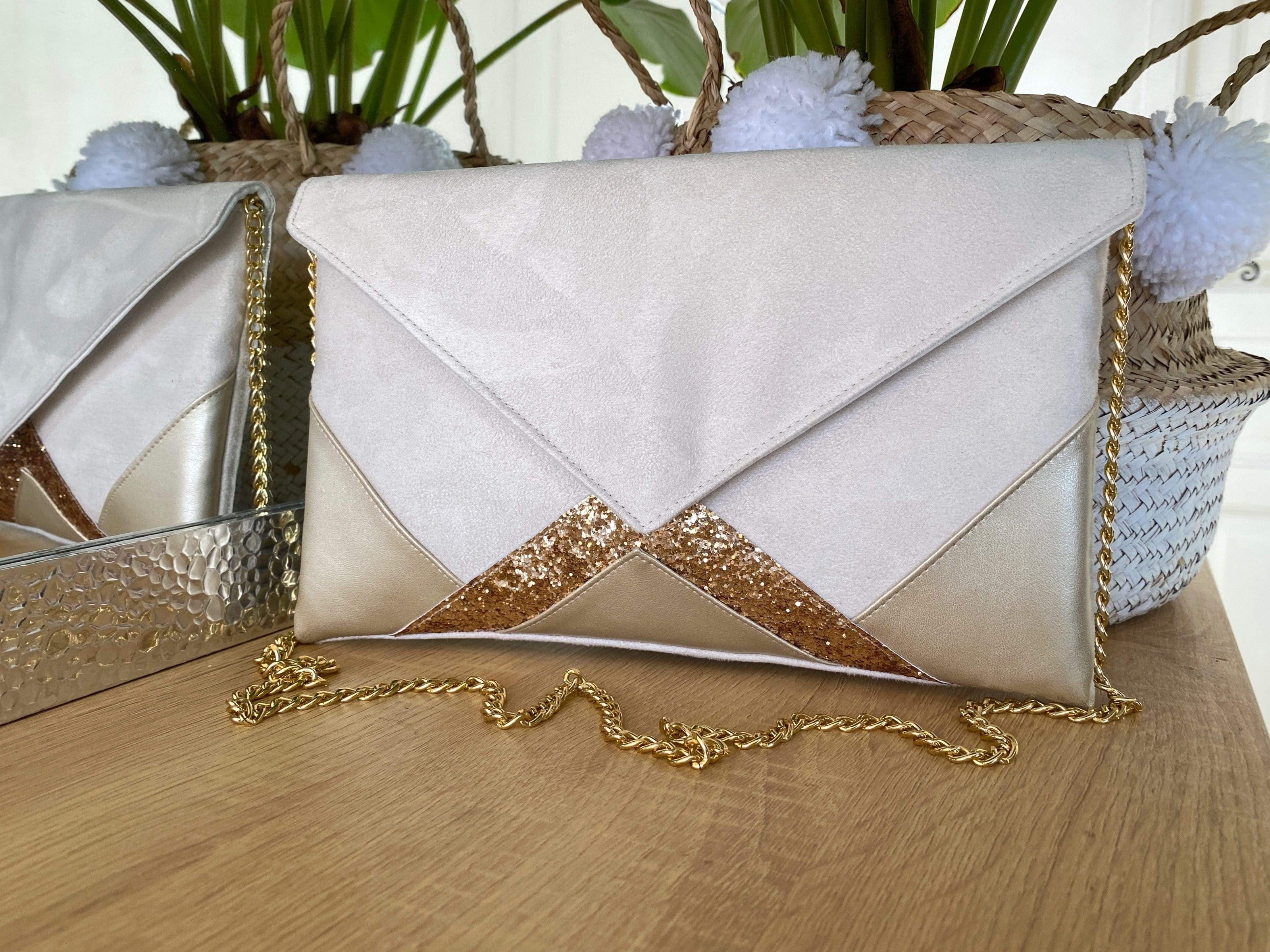 Pochette discount dorée pailletée